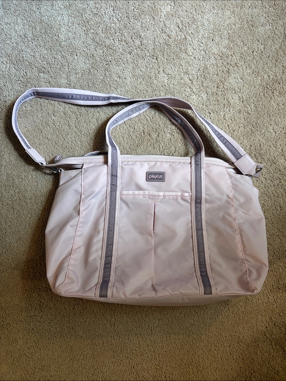 Light Pink Nylon Tote duffle bag with Contrast Straps